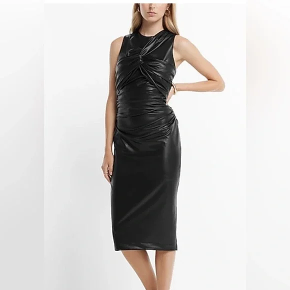 Express | Dresses | Express Faux Leather Black Dress Size Small Slimming  Dress | Poshmark
